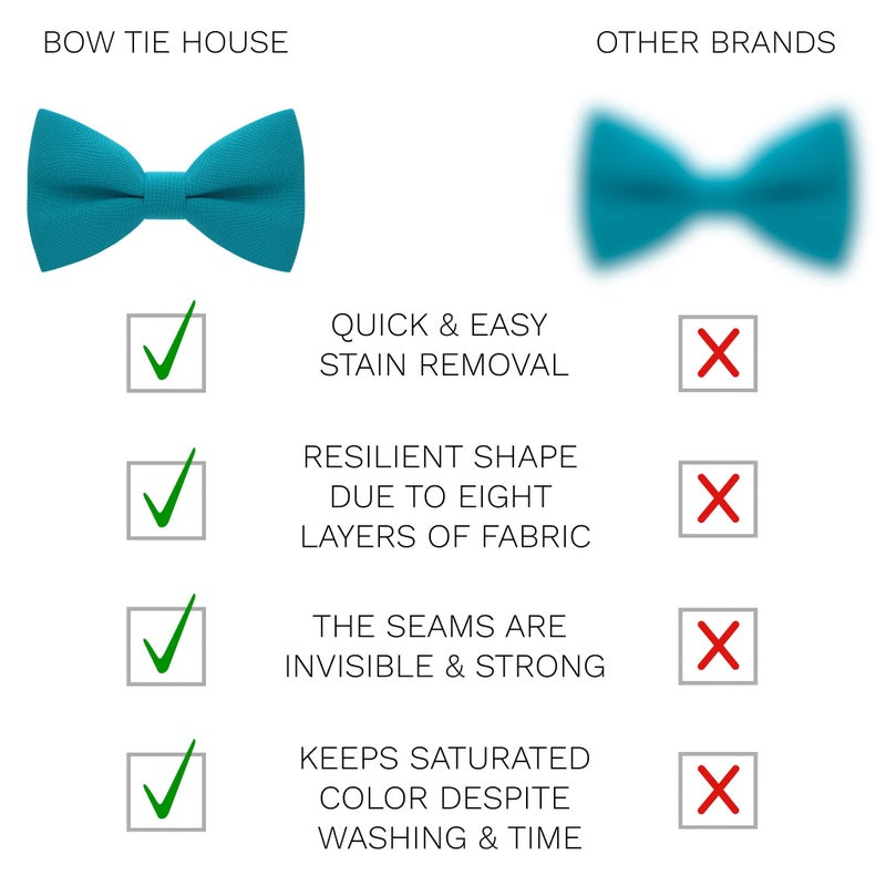 Bow Tie House Men's Classic Pre-Tied Bow Tie Formal Solid Tuxedo (Large, Avalon Teal) - Image 3